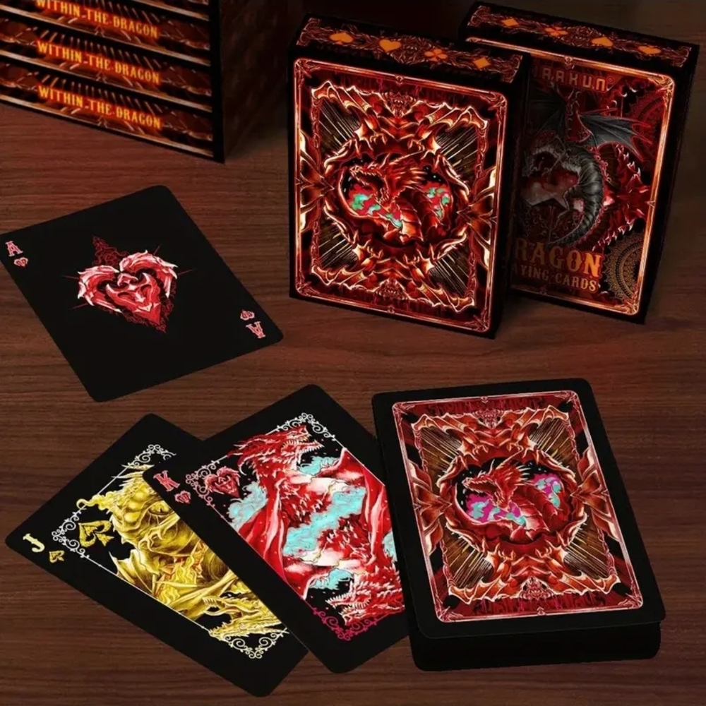 Dragon Themed Playing Cards - Black and Red